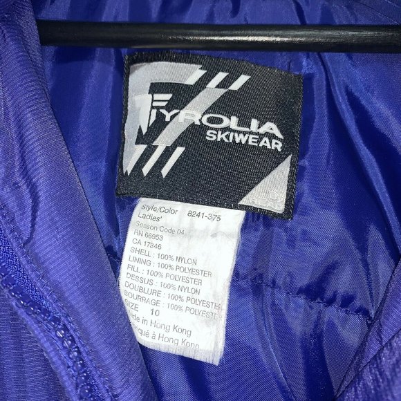 Vtg Tyrolia Skiwear By Head Womens Jacket Coat Full Zip Blue Size 10 Hood Nylon - Picture 3 of 6